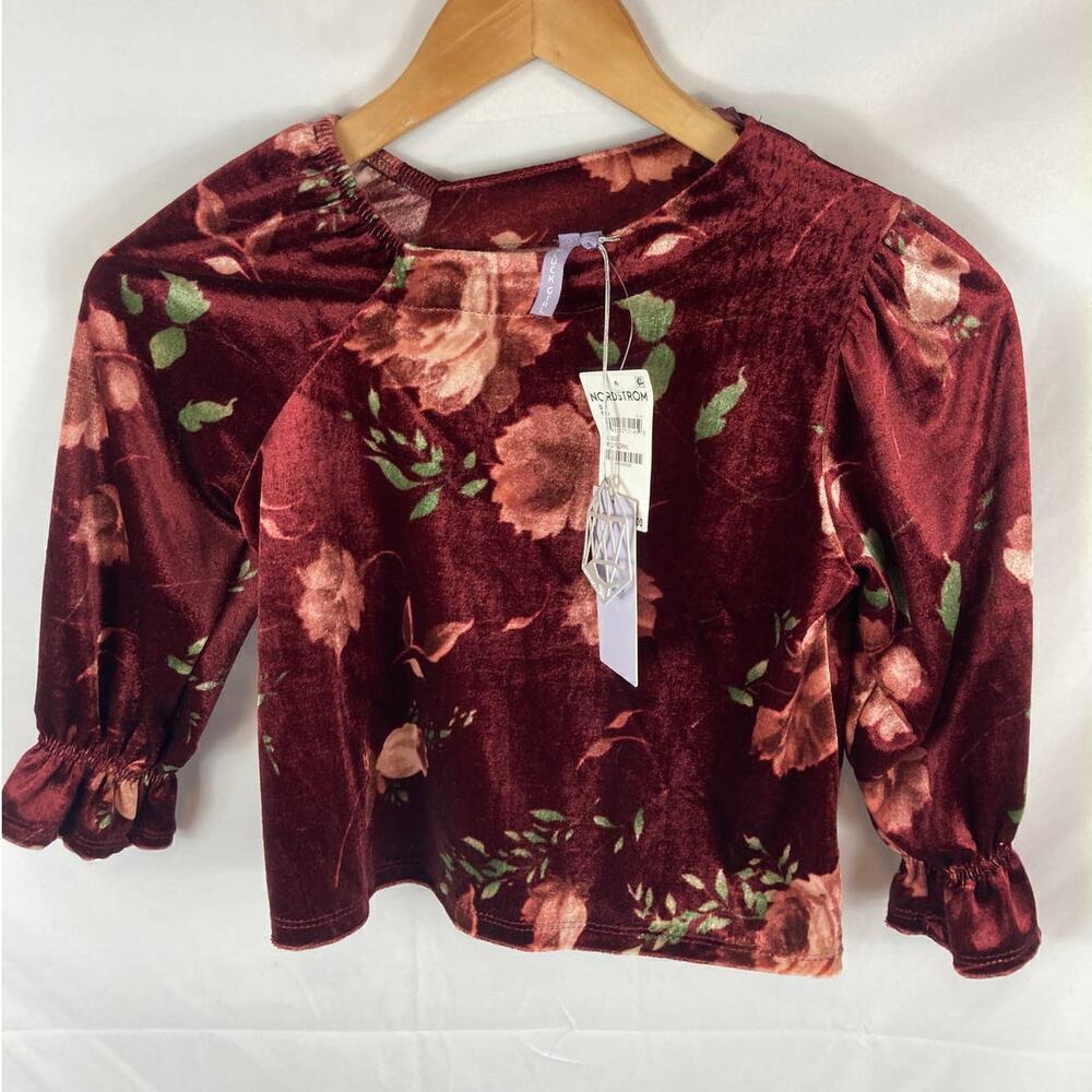 NWT Good Luck Girl Velvet Floral Top size small